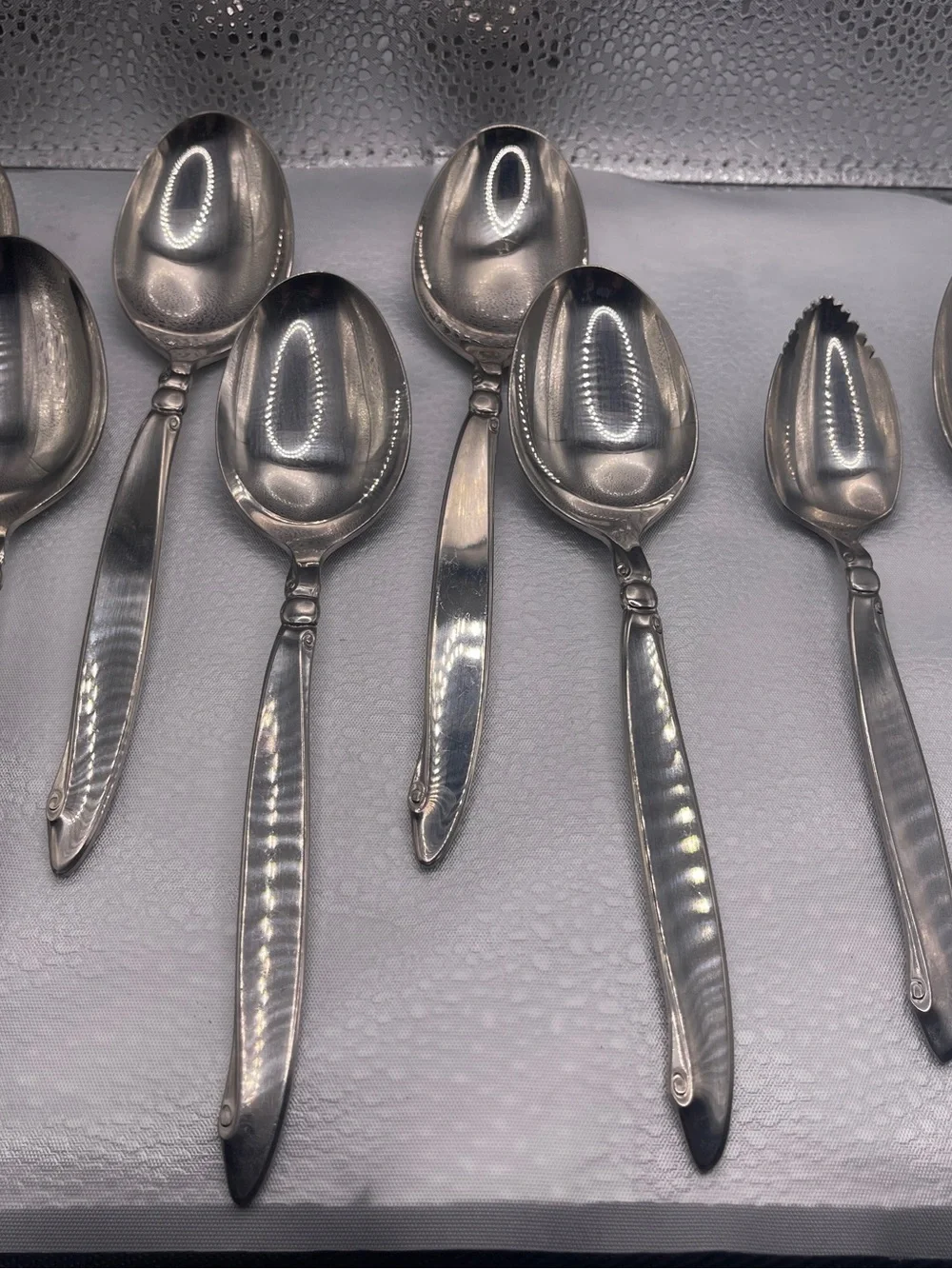 Vintage OneidaCraft Premier MCM Shoreline Stainless Steel Spoons Set of 8 (SSS)